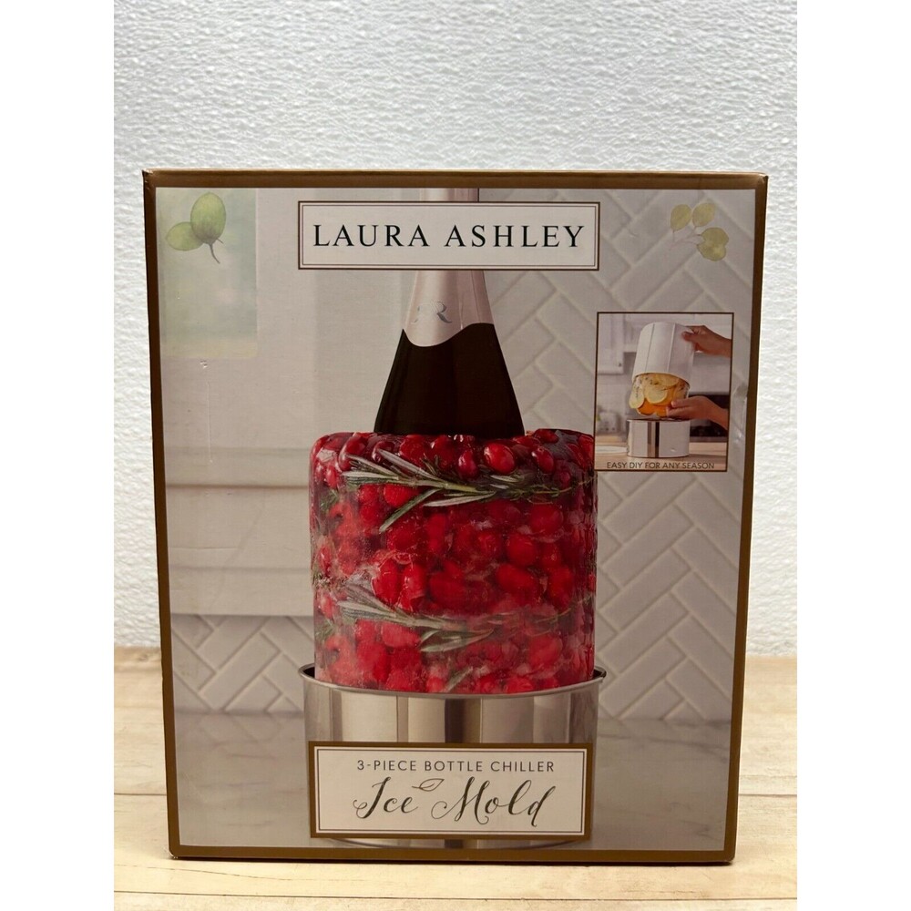Laura Ashley 3-Piece Champagne Bottle Chiller Decorative Ice Mold Centerpice